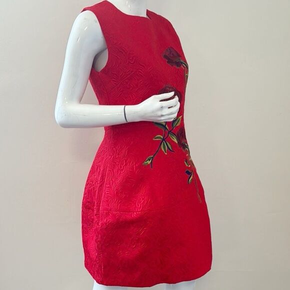 Valentino Roma Sleeveless A-line Fit & Flare Mini Dress w Rose Appliqués - Picture 5 of 10